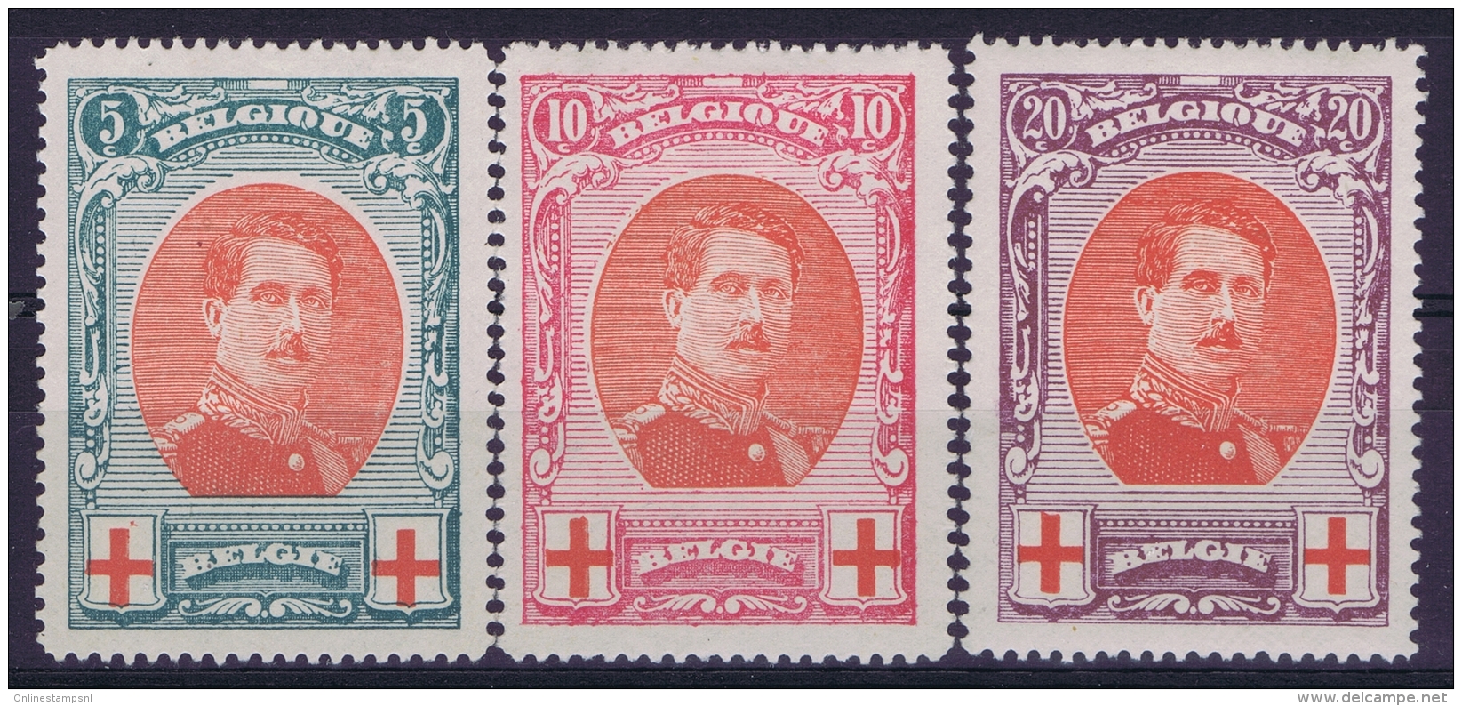 Belgium OBP Nr 132 - 134   MH/*  1915 - 1914-1915 Croce Rossa