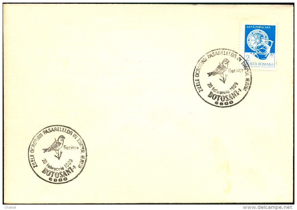 SONGBIRDS- SPARROW -SPECIAL POSTMARK- ON COVER-ROMANIA-SCARCE-BX1-315 - Sparrows