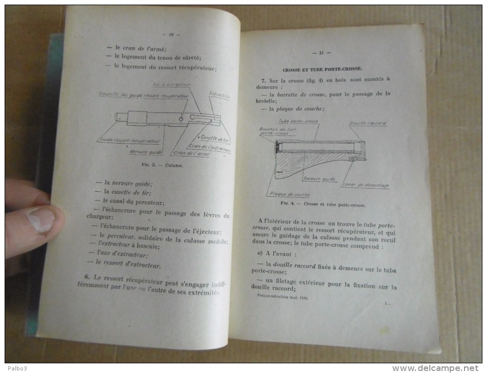 notice sur le pistolet mitrailleur modele 1938 PM38 daté 1947 PM 38