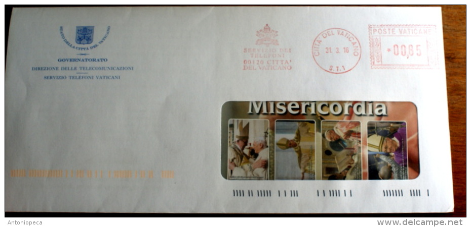 VATICANO 2016 - INTERESTING COVER , RED MECHANICAL CANCEL - Maschinenstempel (EMA)