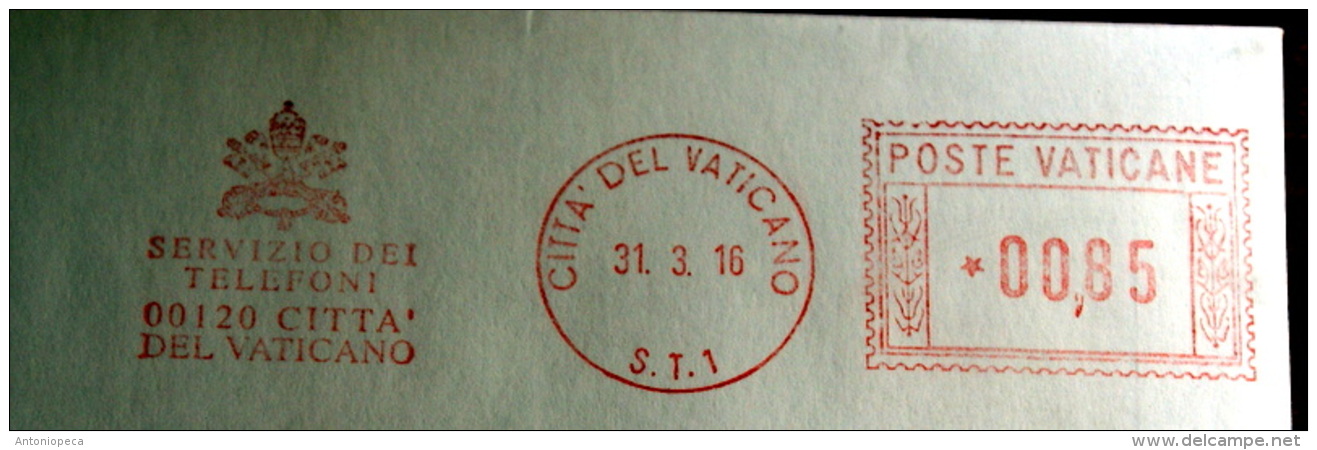 VATICANO 2016 - INTERESTING COVER , RED MECHANICAL CANCEL - Máquinas Franqueo (EMA)