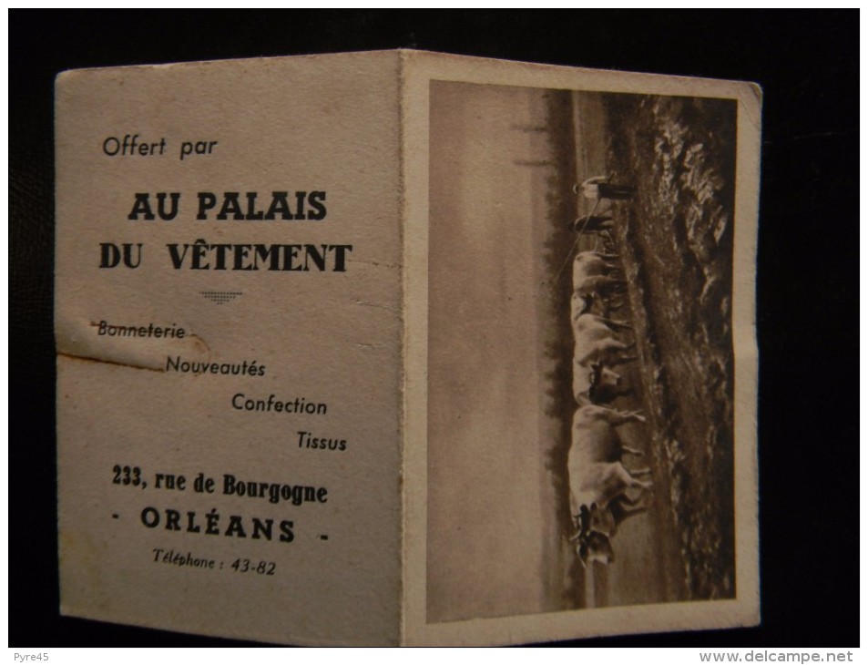 CALENDRIER DE POCHE PUBLICITAIRE AU PALAIS DU VETEMENT 1950 ORLEANS - Small : 1941-60