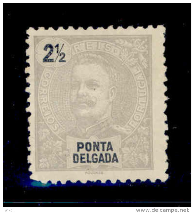 ! ! Ponta Delgada - 1897 D. Carlos 2 1/2 R - Af. 13 - No Gum - Ponta Delgada