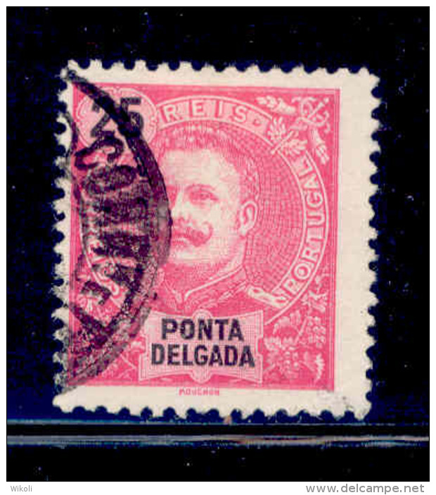 ! ! Ponta Delgada - 1898 D. Carlos 25 R - Af. 28 - Used - Ponta Delgada