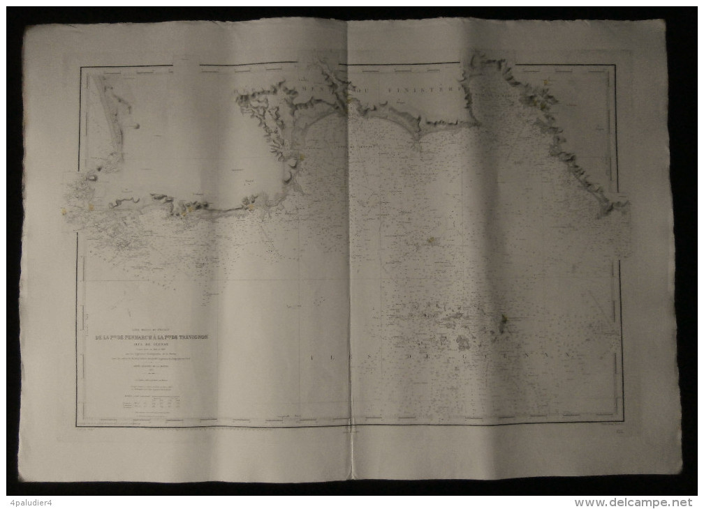 ( BRETAGNE Finistère ) Carte Marine DE LA POINTE DE PENMARC'H à La POINTE DE TREVIGNON ILES DES GLENANS 1891 - Cartes Marines