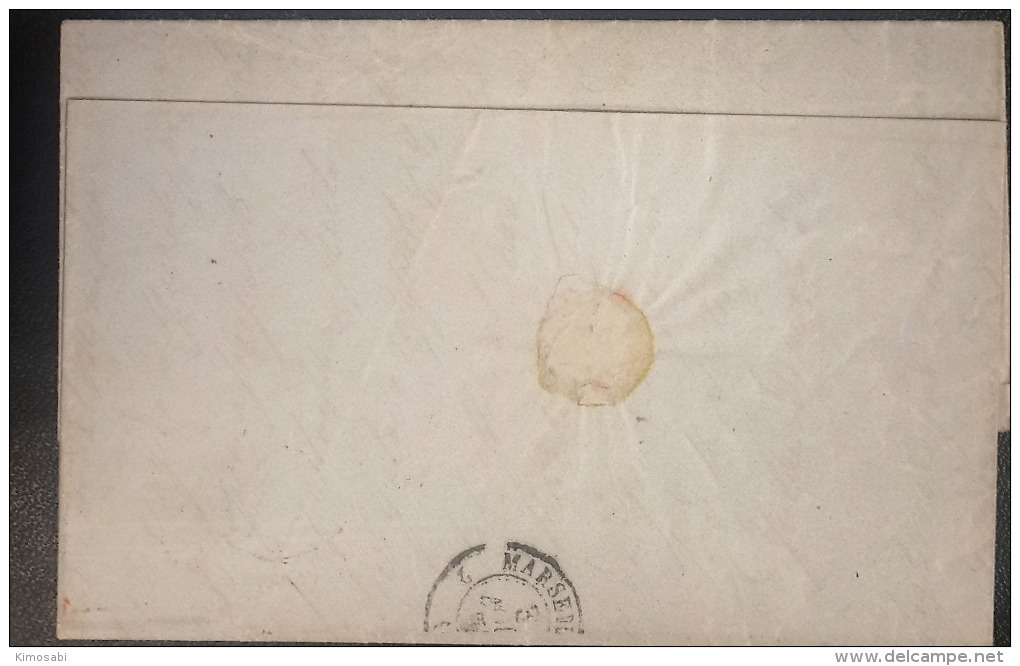 1856 Folded Stampless Letter From Beyrouth To Marseille. Paquebot Mediterrane. Postmark On The Back. See 3 Scans - Liban