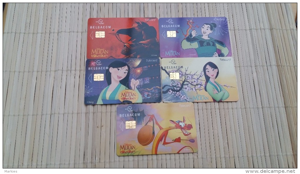 Set Disney Mulan 5 Cards (Mint,New) Rare ! - With Chip