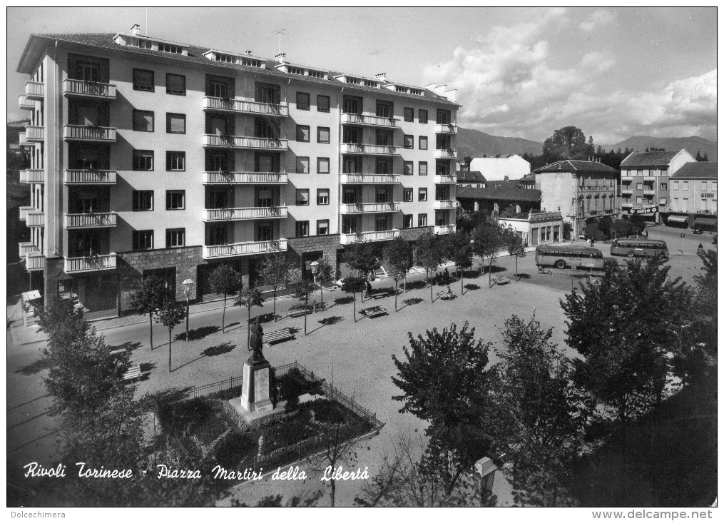 RIVOLI TORINESE-PIAZZA MARTIRI DELLA LIBERTA'-1956-AUTOBUS - Rivoli