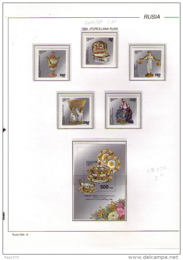 RUSIA 1994 - AÑO COMPLETO EN HOJAS FILABO - VER IMAGENES - Annate Complete