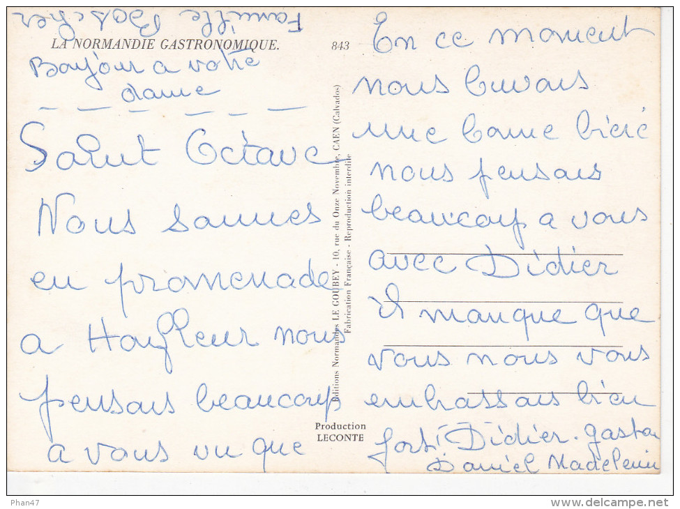 LA NORMANDIE GASTRONOMIQUE, Huîtres, Poissons, Crustacés, Pommes, Cidre, Fromage, Blason, Ed. Le Goubey 1970 Environ - Basse-Normandie