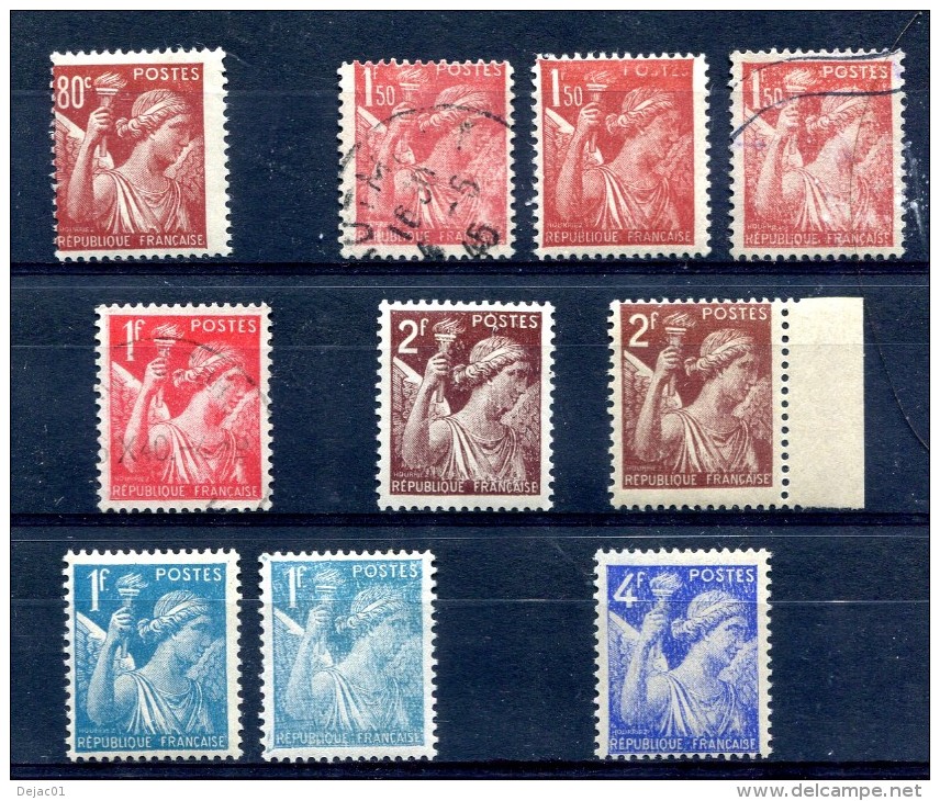 Type Iris - Yvert 431 433 650 652 653 656 Dont Variétés - T 279 - 1939-44 Iris