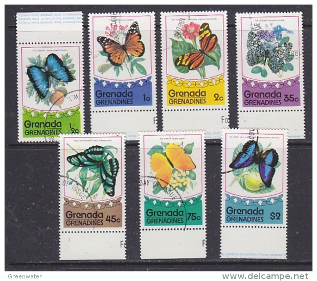 Grenada Grenadines 1975 Butterflies 7v Used (27833) - Grenada (1974-...)