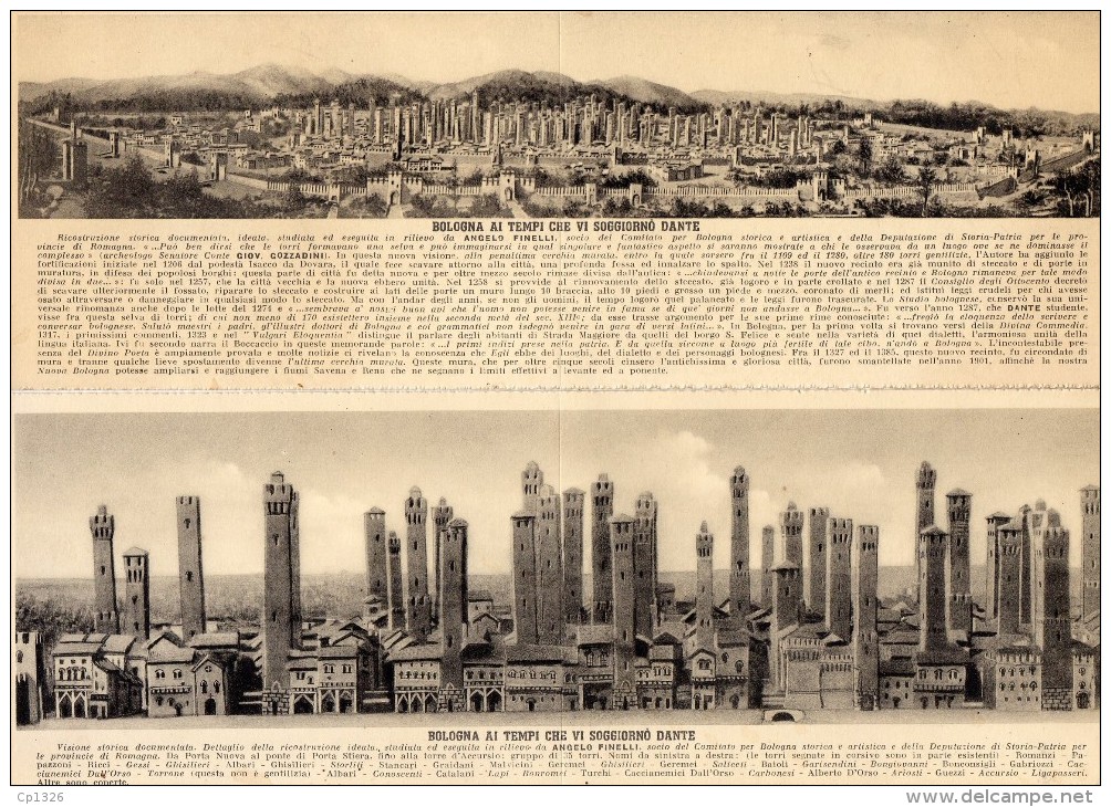 55Nja  Italie Bologna Ai Tempi Che Vi Soggiorno Dante Serie Complete Lot De 6 Cpa Panoramiques 2 Volets (rare) - Bologna