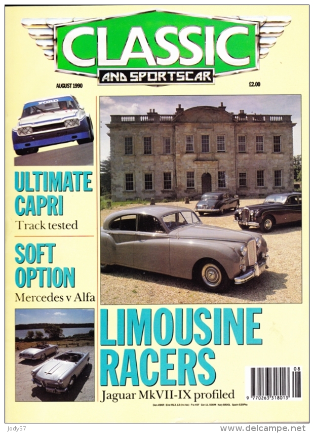 CLASSIC AND SPORTSCAR - AUGUST 1990 - FORD CAPRI RS - Transports