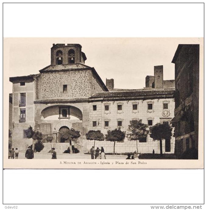 GDLJRTP6746-LFTD11660.Tarjeta Postal DE GUADALAJARA.Casas,edificios E IGLESIA Y PLAZA DE SAN PEDRO En MOLINA DE ARAGON - Guadalajara