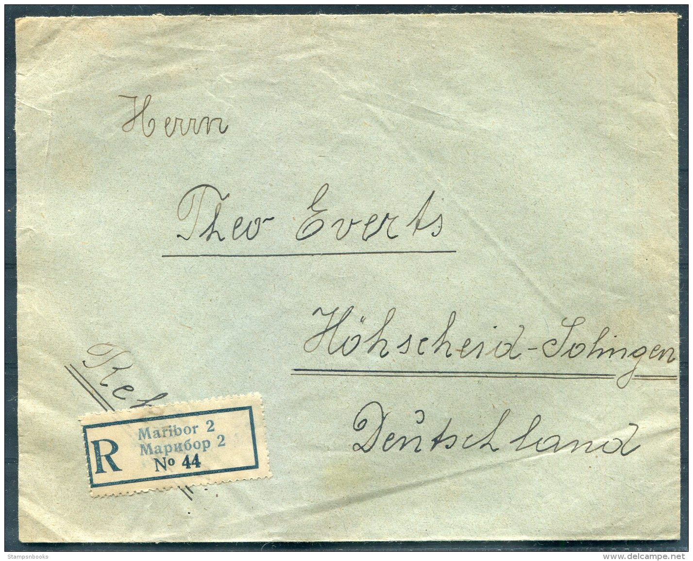 1928 Maribor Registered Cover - Hohscheid, Germany - Covers & Documents