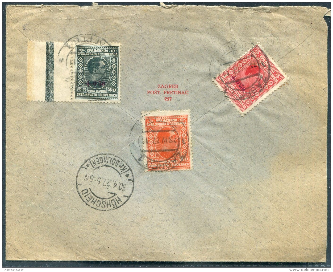 1927 Zagreb Registered Cover - Hohscheid, Germany - Covers & Documents