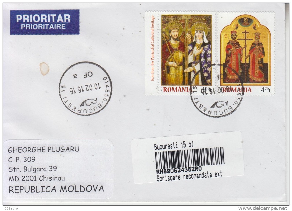 ROMANIA : SAINTS CONSTANTIN & ELENA On Cover Circulated To MOLDOVA - Envoi Enregistre! Registered Shipping! - Used Stamps