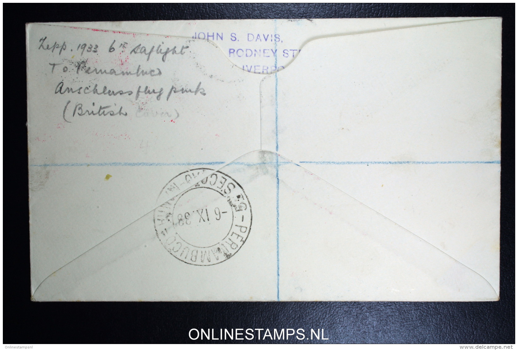 Graf Zeppelin 6. Südamerikafahrt  Sieger 229 B Norwich Berlin Friedrichshafen Pernambuco Brasil. Registered Cover - Covers & Documents