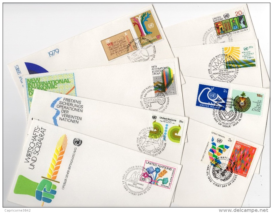 Nations Unies - New-York - Siège De L'ONU - Lot De 8 Enveloppes 1er Jour Période 1979 à 1982 - Covers & Documents