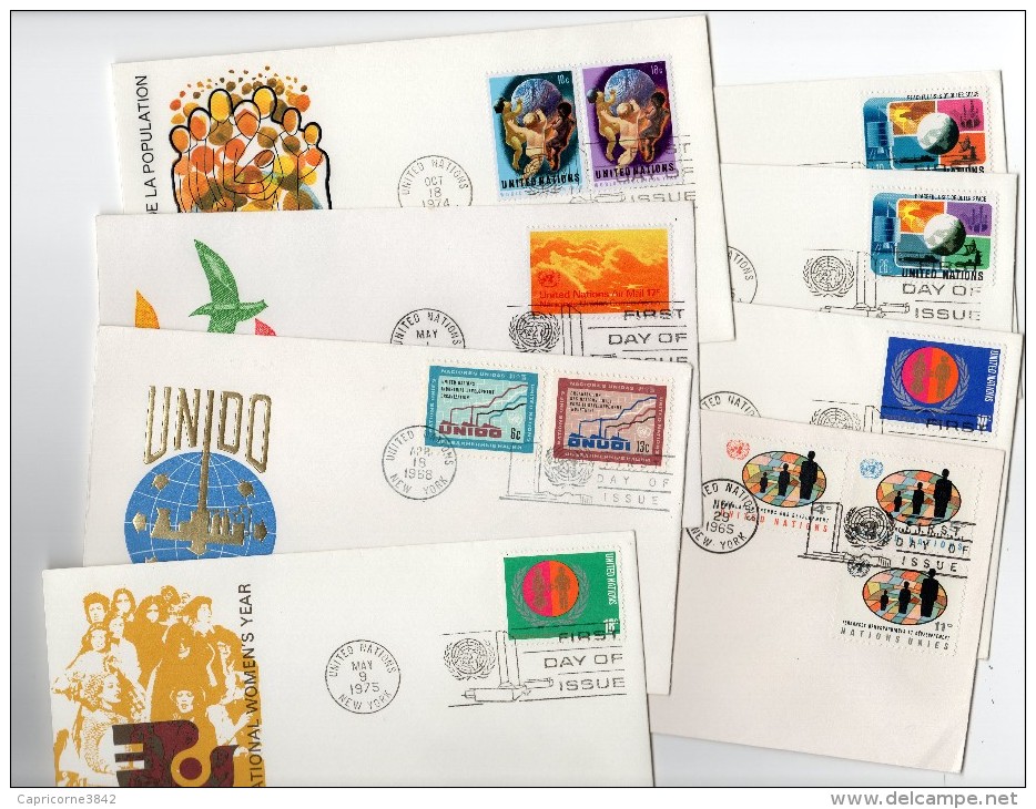 Nations Unies - New-York - Siège De L'ONU - Lot De 8 Enveloppes 1er Jour Période 1965 à 1975 - Andere & Zonder Classificatie