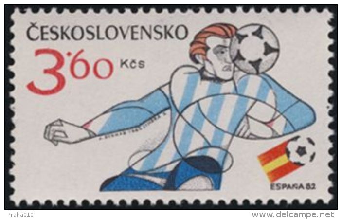 Czechoslovakia / Stamps (1982) 2522: XII. FIFA World Cup Spain 1982 (header Player); Painter: Ivan Strnad - Neufs