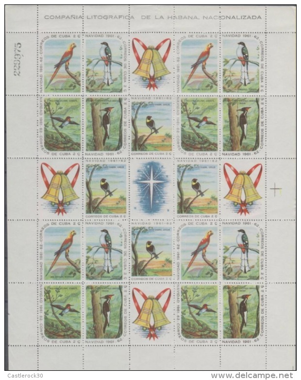 RO)1961 CUBA-CARIBE, CHRISTMAS, BIRDS, PERFECT CONDITION, MNH - Lots & Serien