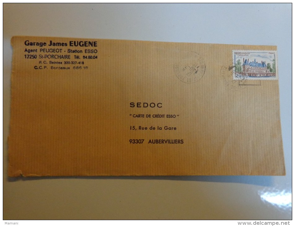 Enveloppe Sedoc Carte De Credit Esso Pour Garage James Eugene St Porchaire. - Autres & Non Classés