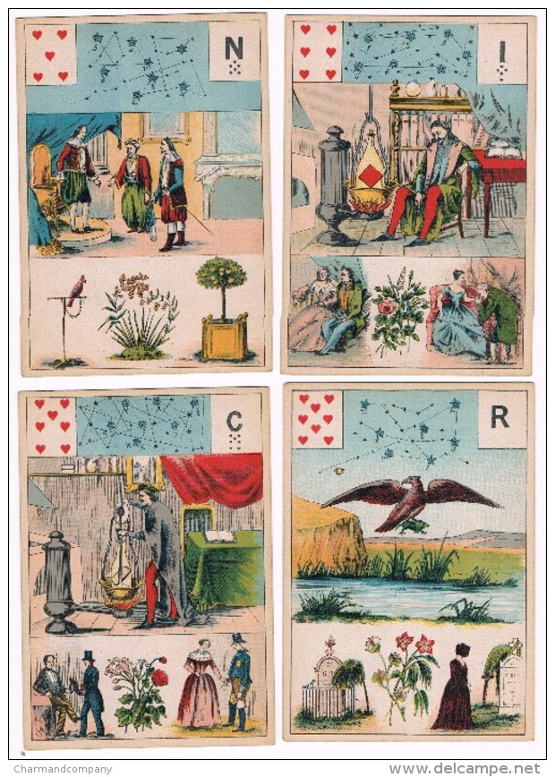 c1910 GRAND JEU DE Mlle LENORMAND CHARTIER MARTEAU & BOUDIN (GRIMAUD), 2 Jeux incomplets, Divinatoire / Fortune Telling