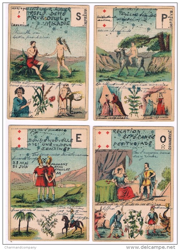 c1910 GRAND JEU DE Mlle LENORMAND CHARTIER MARTEAU & BOUDIN (GRIMAUD), 2 Jeux incomplets, Divinatoire / Fortune Telling