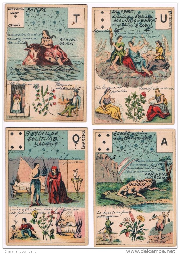 c1910 GRAND JEU DE Mlle LENORMAND CHARTIER MARTEAU & BOUDIN (GRIMAUD), 2 Jeux incomplets, Divinatoire / Fortune Telling