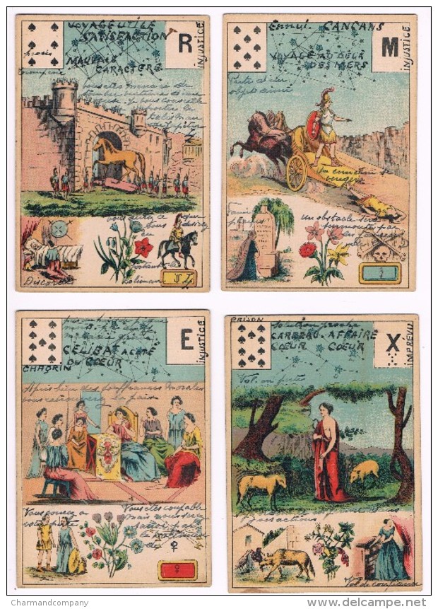 c1910 GRAND JEU DE Mlle LENORMAND CHARTIER MARTEAU & BOUDIN (GRIMAUD), 2 Jeux incomplets, Divinatoire / Fortune Telling