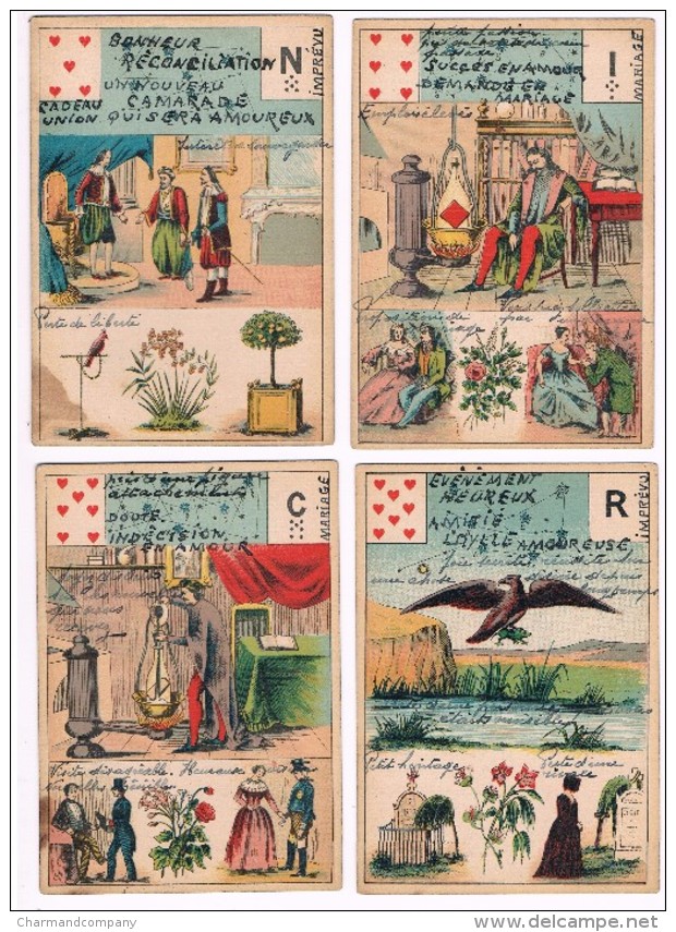 c1910 GRAND JEU DE Mlle LENORMAND CHARTIER MARTEAU & BOUDIN (GRIMAUD), 2 Jeux incomplets, Divinatoire / Fortune Telling