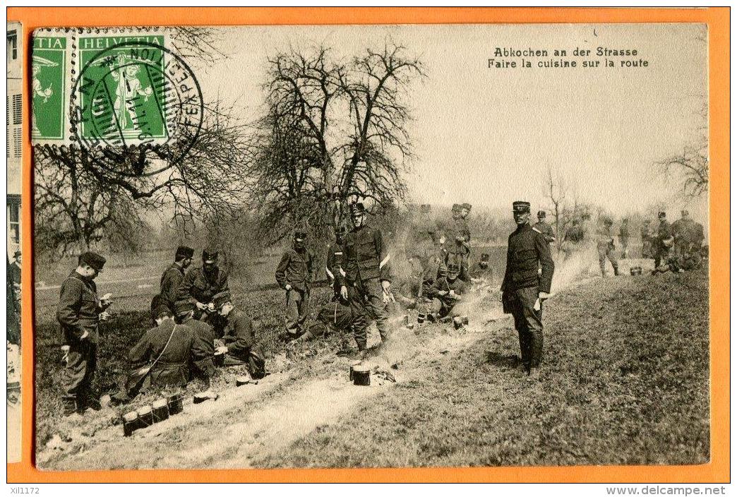 MBZ-07 Militär. Militaires.Abkochen An Der Strasse.Cuisiner Sur La Route.ANIME.Manöver Feldpost Rekrutierungsschule 1911 - Rüti