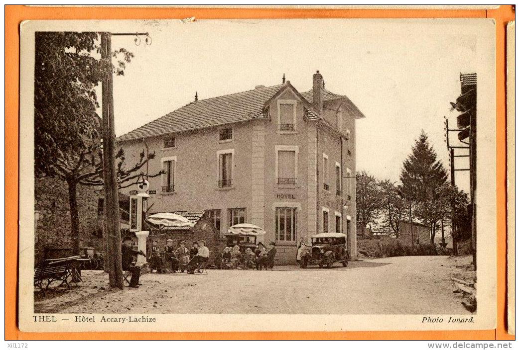 MBZ-20  Thel  Rhône. Hôtel Accary-Lachize, Terrasse ANIMEE. Cachet 1942 - Andere & Zonder Classificatie