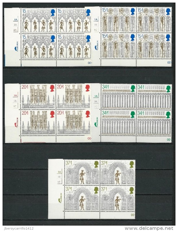 GREAT BRITAIN / 1989 / 2432 /SG 1462 - 1466 /  CHRISTMAS -  FIVE BLOCS Of 4 Stamps Each With CYLINDER - MHN - Nuevos