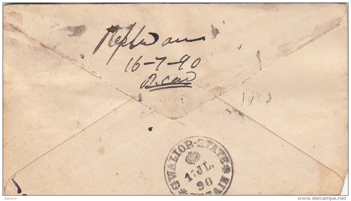 INDIEN 1890 - Half Anna Ganzsache Auf Brief, Brief Ohne Inhalt - Covers
