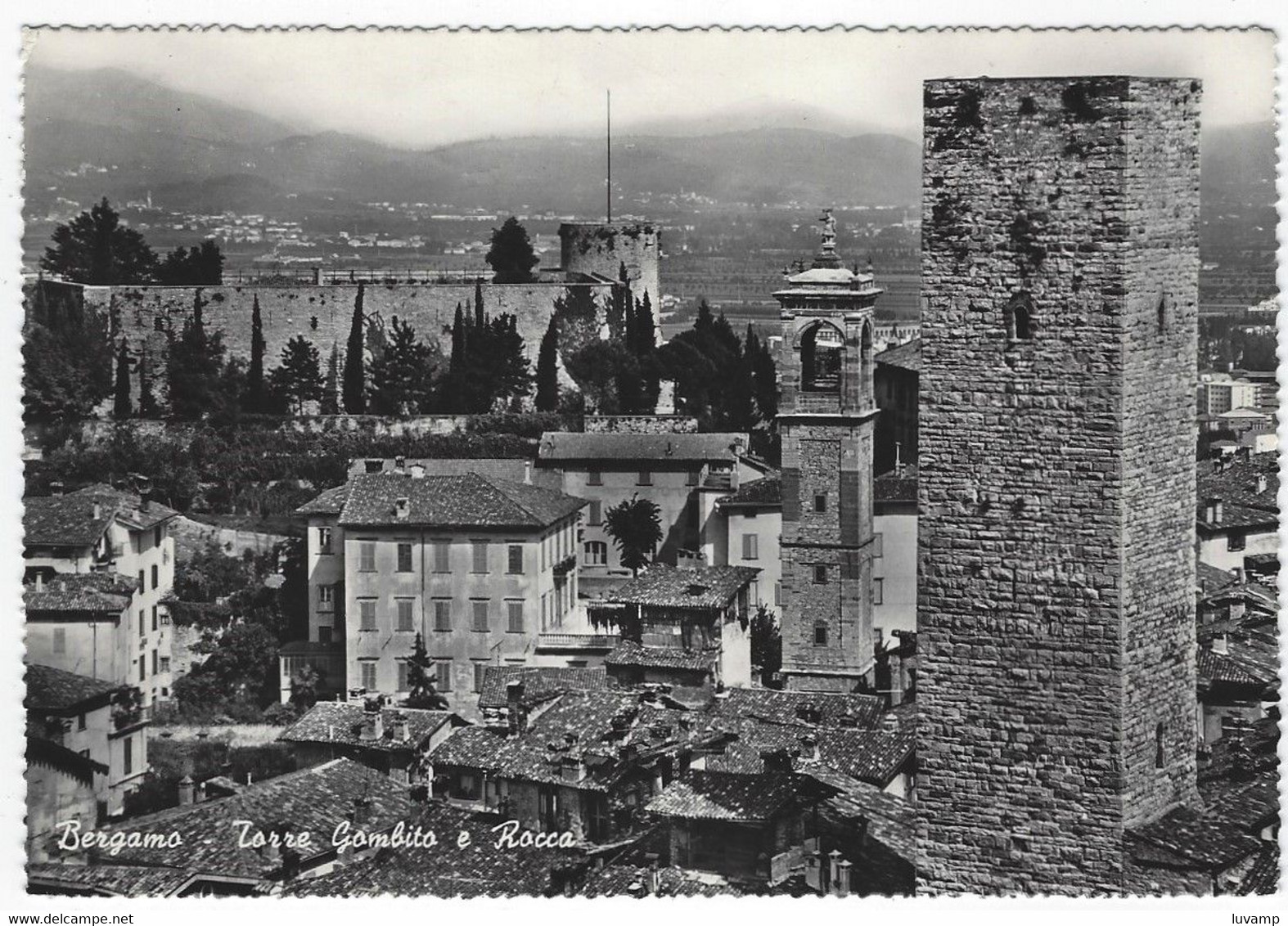 BERGAMO TORRE GOMBITO E ROCCA -F/G  B/N LUCIDA  VIAGGIATA (CART 81) - Bergamo