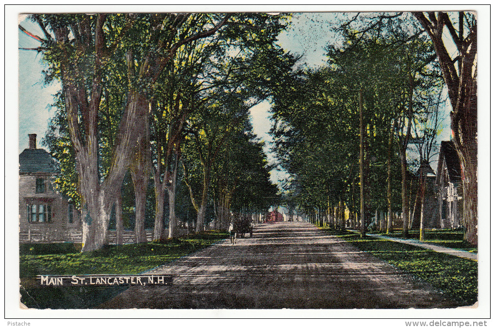 Vintage 1912 - Lancaster - New Hampshire USA - Main Street - Written - Stamp & Postmark - 2 Scans - Nashua