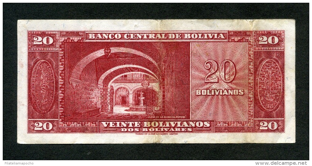 BOLIVIA BILLETES; 20 Bs 1945 "REFORMA DEL SISTEMA BANCARIO". - Bolivien