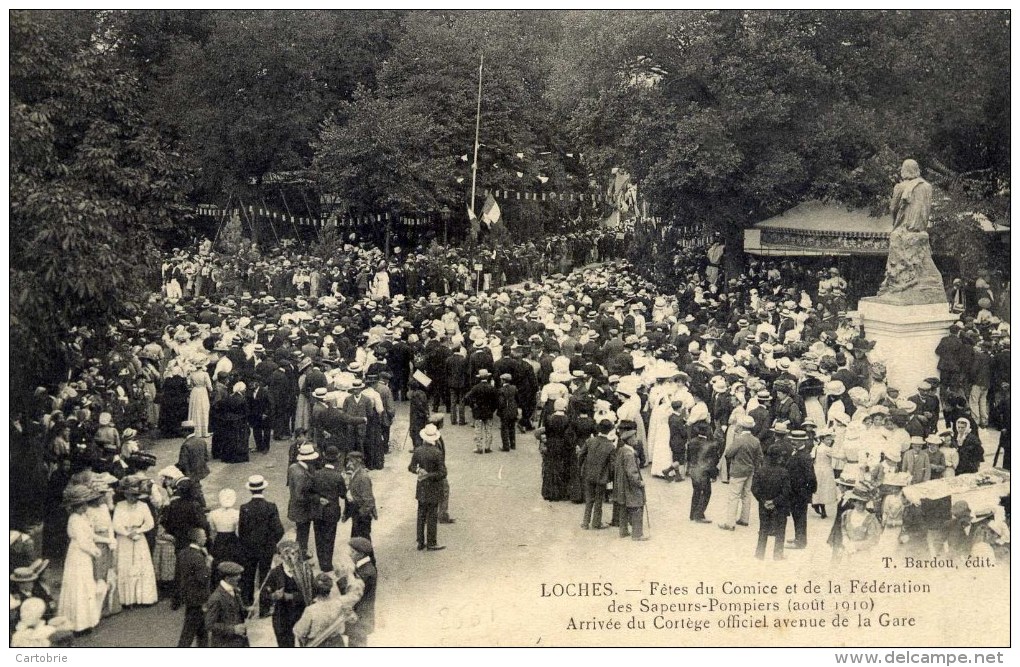 37 LOCHES Fêtes Comice Et Fédération Sapeurs Pompiers 1910 Avenue De La Gare - Loches