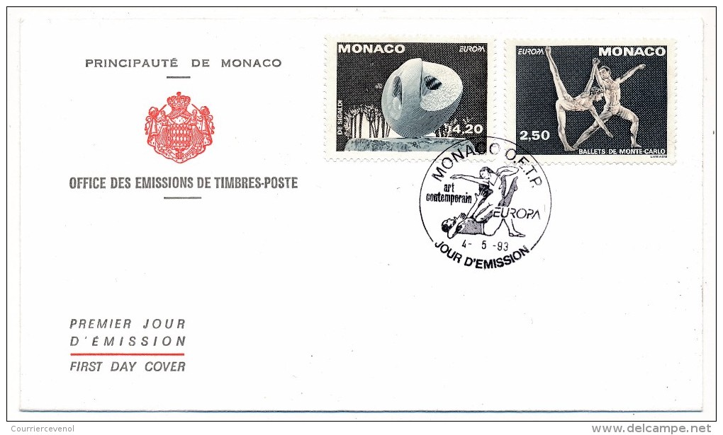 MONACO => FDC => Art Contemporain - Europa 1993 - 4/05/1993 - FDC