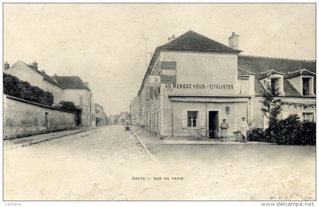 77 - GRETZ-ARMAINVILLIERS - Rue De Paris - "Au Rendez-Vous Des Cyclistes" - Carte Précurseur - Gretz Armainvilliers