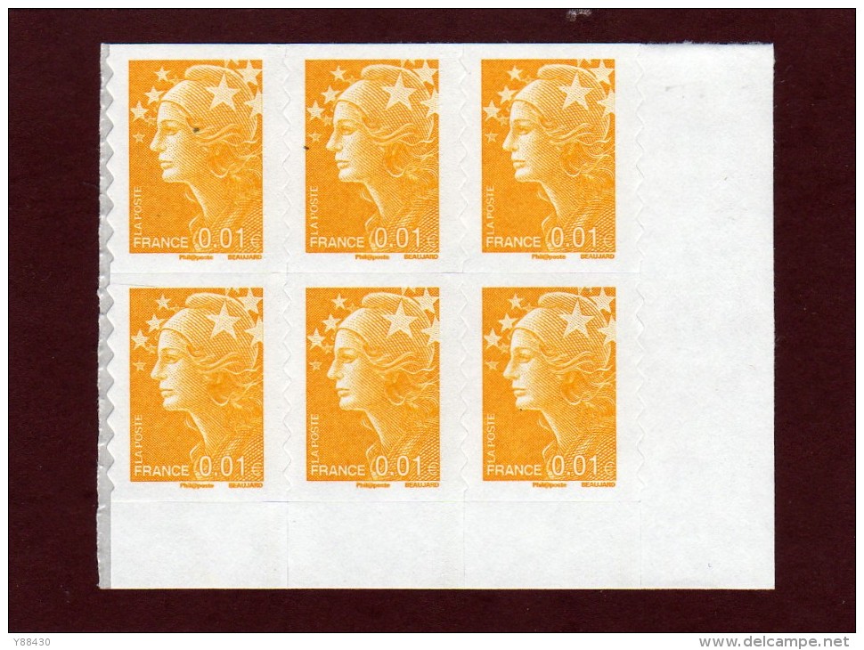 208 De 2008 - (4226) - Neuf ** Adhésif. Angle De Feuille De 6 Timbres - Marianne De  Beaujard De 1c. - 2008-2013 Marianna Di Beaujard