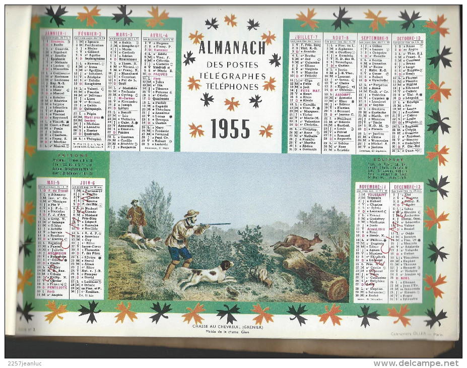 Rare Almanach  Complet Oller Des Facteurs  Des 36  Calendriers De  1955. - Autres & Non Classés