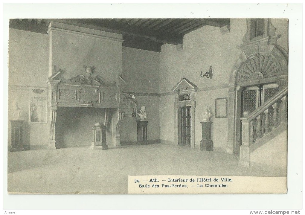 Ath  *  Intérieur De L'Hotel De Ville - Salle Des Pas-Perdus - La Cheminée  (Bertels) - Ath