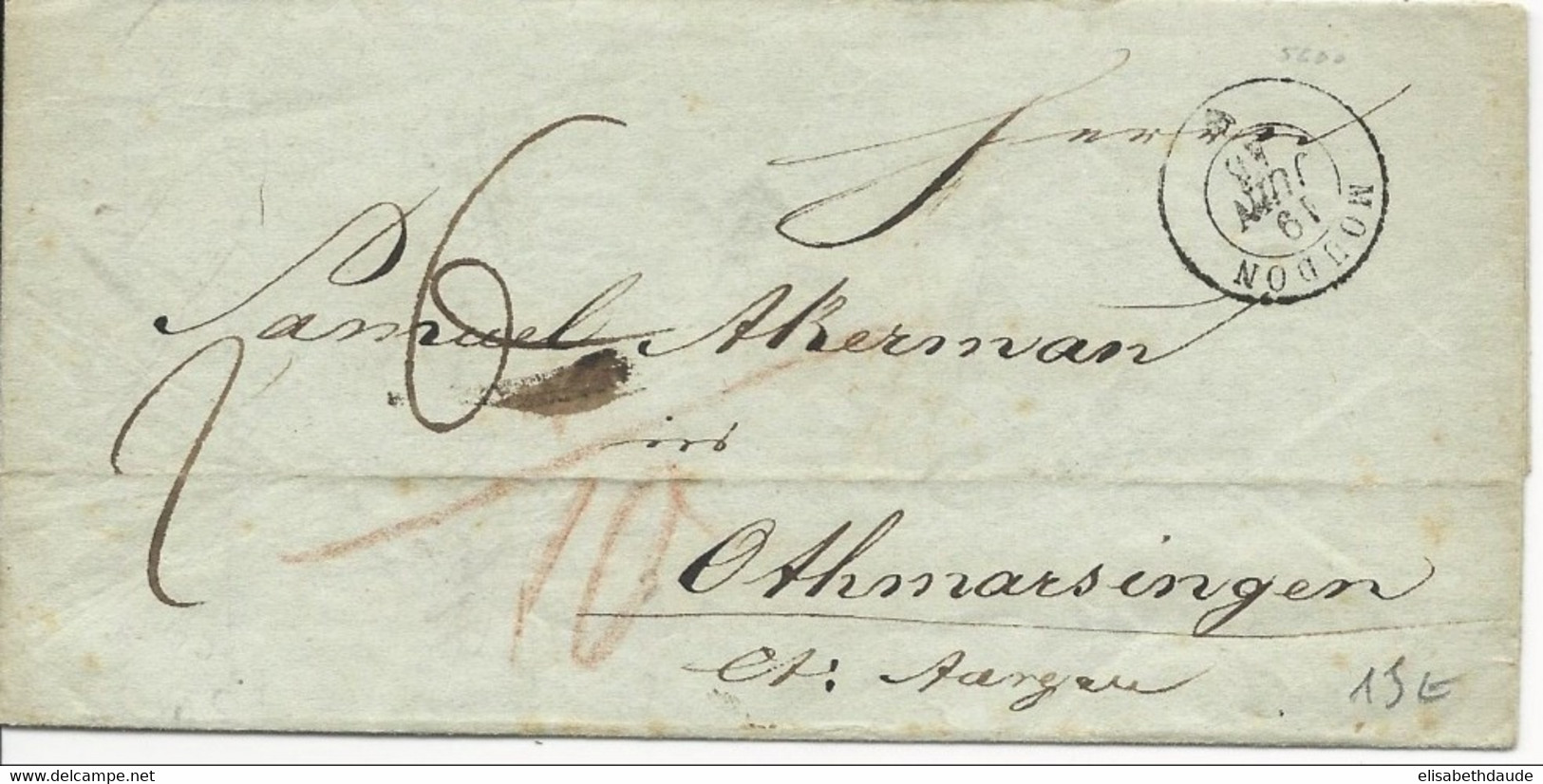 SUISSE - 1845 - LETTRE De MOUDON Pour OTHMARSINGEN - Postmark Collection