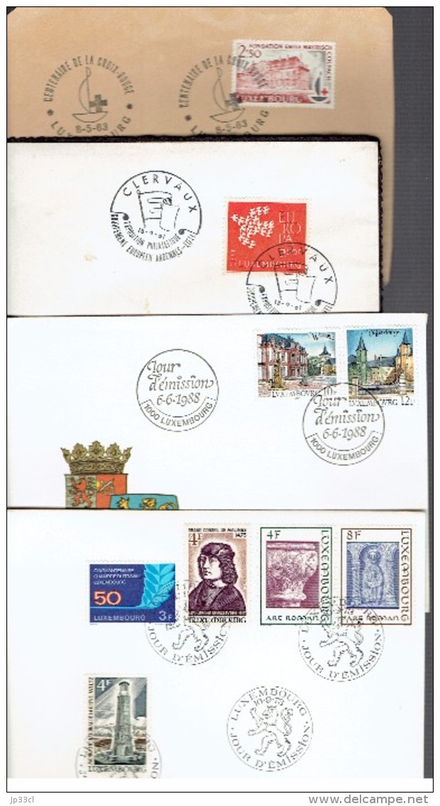 Lot De 17 FDC Et Enveloppes Commémoratives Du Luxembourg (de 1945 à 1988) - Macchine Per Obliterare (EMA)