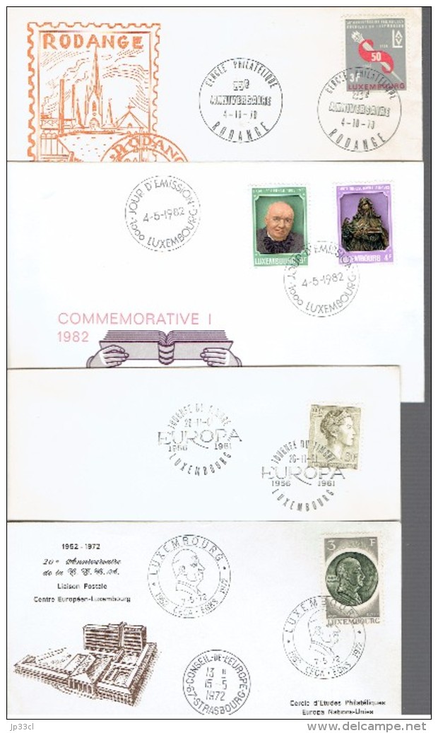Lot De 17 FDC Et Enveloppes Commémoratives Du Luxembourg (de 1945 à 1988) - Maschinenstempel (EMA)