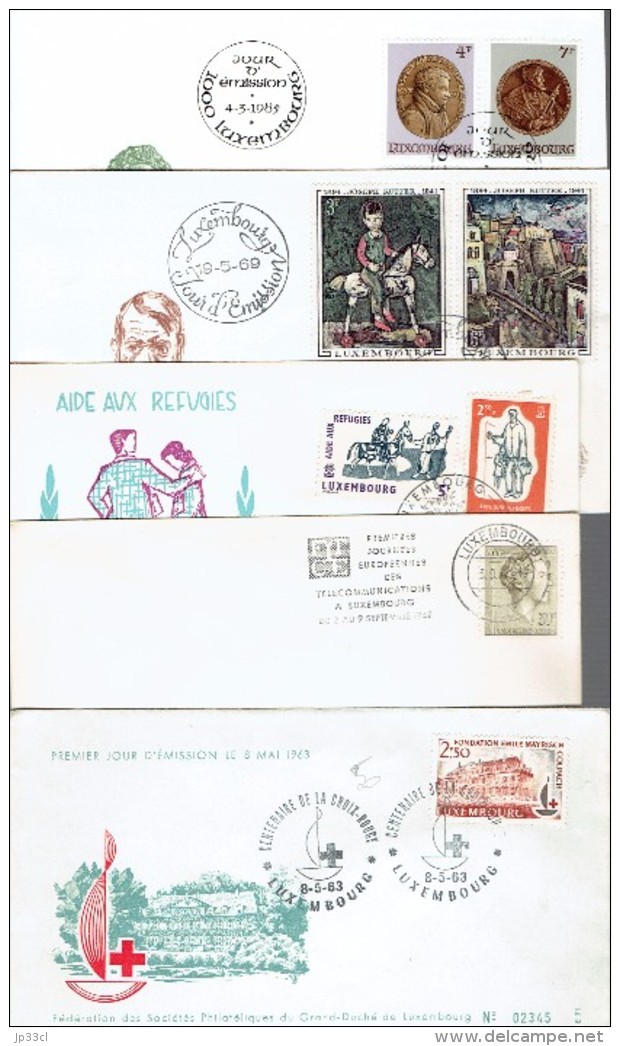 Lot De 17 FDC Et Enveloppes Commémoratives Du Luxembourg (de 1945 à 1988) - Franking Machines (EMA)